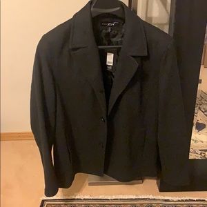 Black rivet wool button down black coat new